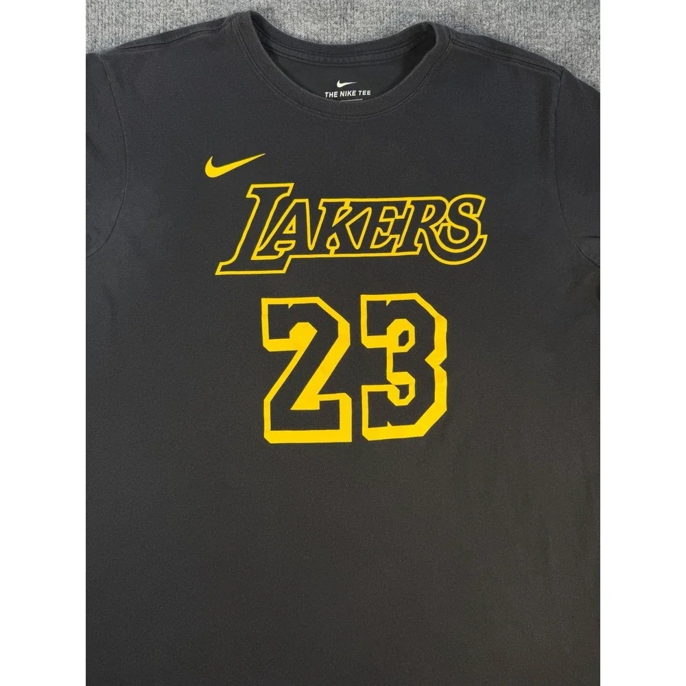 Nike Lakers LeBron James 23 Dri-FIT T Shirt Black Gold Men's XL NBA Tee